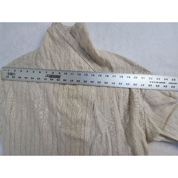 Max Studio Womens Striped Linen-Blend Open Front Jacket Large Ivory New $118 - Picture 7 of 9